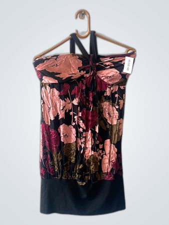 Unbranded Floral Satin Halter Mini Dress