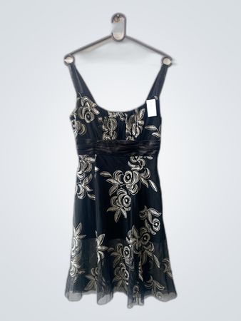 Wallis Black Embroidered Party Dress