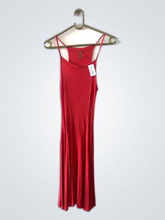 H&M Red Ribbed Mini Dress