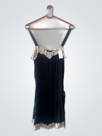 Black Dress with White Lace Trim