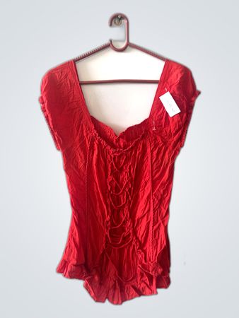 Red Ruffled Top