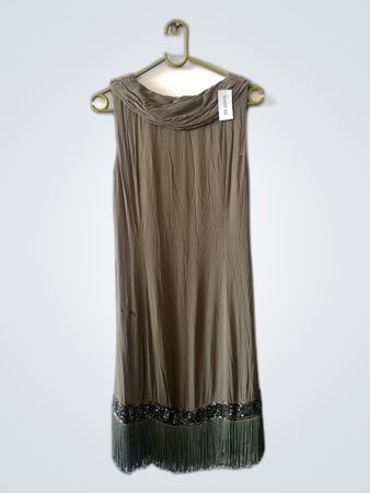 Taupe Fringed Dress