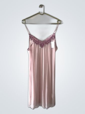 Pink Lace-Trimmed Chemise