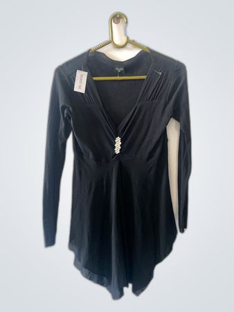 Black Long Sleeve Ruffle Blouse