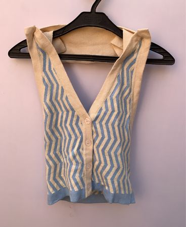 Zigzag Knit Cardigan Vest