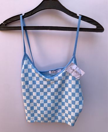Stradivarius Blue Checkered Top