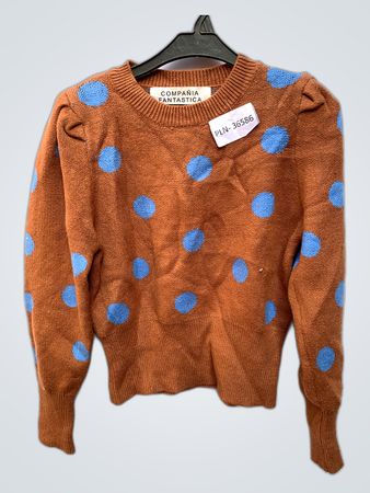 Compañía Fantástica Rust Polka Dot Knit Sweater