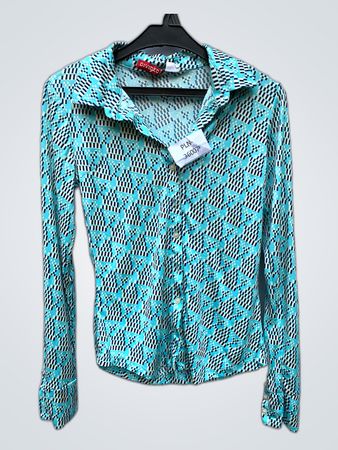 Red Geometric Print Button-Up Shirt