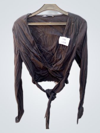 Zara Black Tie-Front Blouse