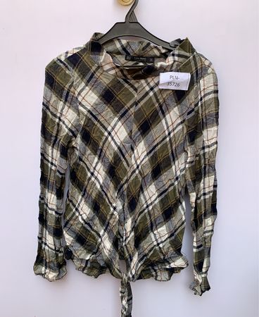 Zara Plaid Wrap Blouse