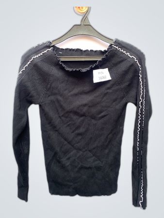 Black Ruffled Knit Sweater