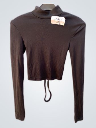Misu Black Cropped Turtleneck Knit Top