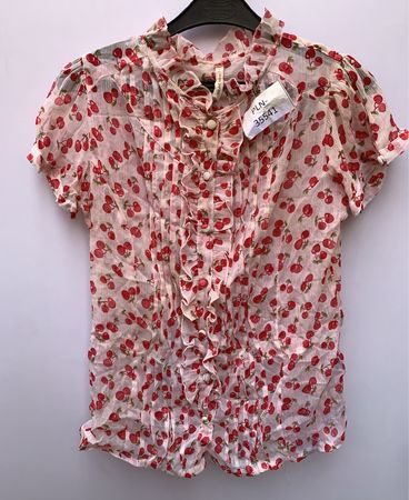 Lita Cherry Print Ruffle Blouse