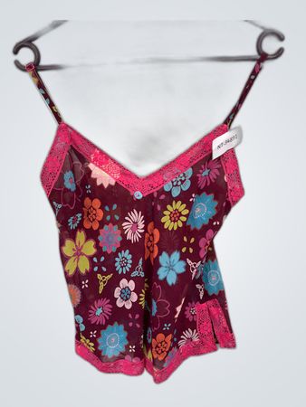 Floral Lace-Trimmed Cami Top