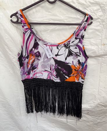 Lilie Rose Printed Fringe Tank Top