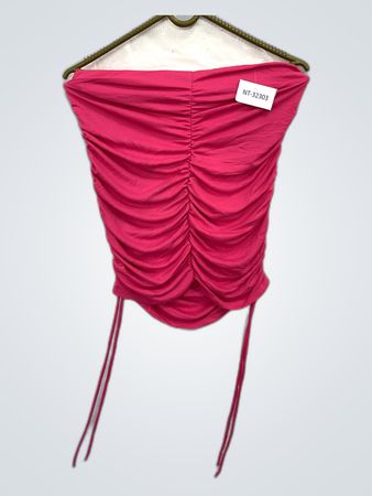 Unbranded Pink Ruched Strapless Crop Top