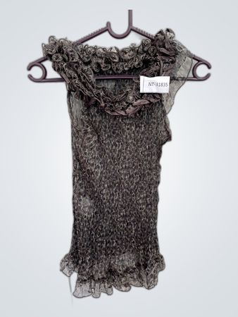 Sheer Gray Dress with Ruffled Neckline