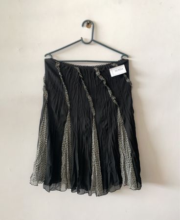 Free People Black and White Pleated Mini Skirt