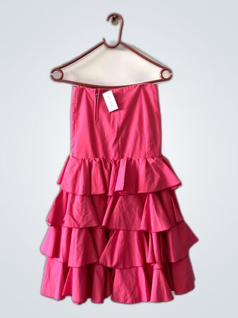 Pink Ruffled Strapless Mini Dress