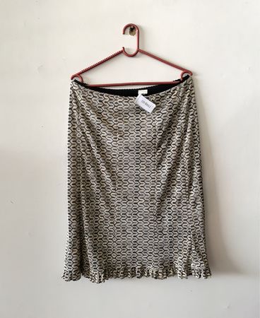 Zara Black and White Patterned Midi Skirt