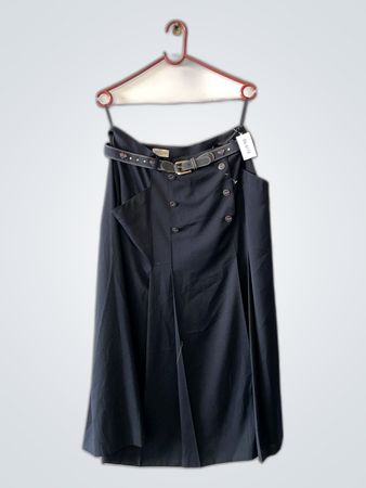 Basler Black Pleated Midi Skirt