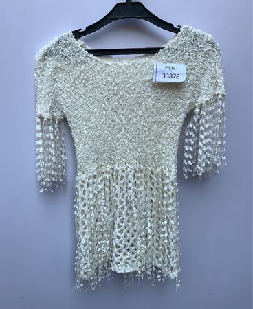 Unbranded White Fringed Knit Top