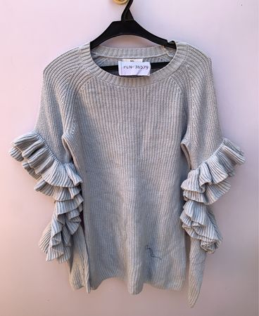 Gray Ruffled Sweater