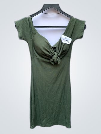 Green Off-Shoulder Knot Mini Dress