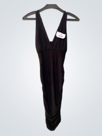 Unbranded Black Shimmer V-Neck Mini Dress