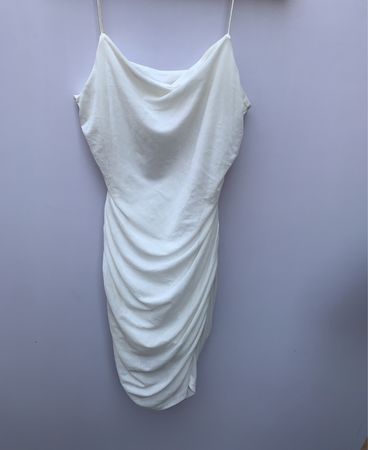 Unbranded White Ruched Mini Dress