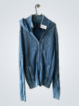 Guess Blue Zip-Up Hooded Sweater