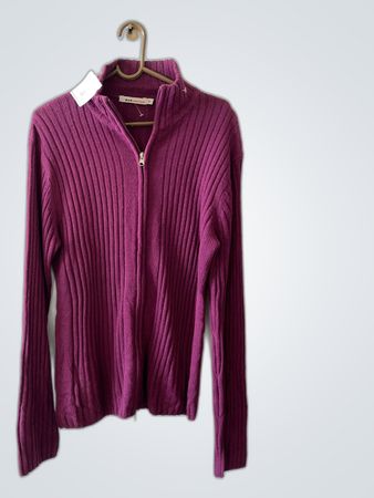Westside Purple Zip-Up Knit Cardigan