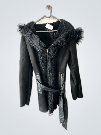 LULU Paris Black Fur-Trimmed Hooded Jacket