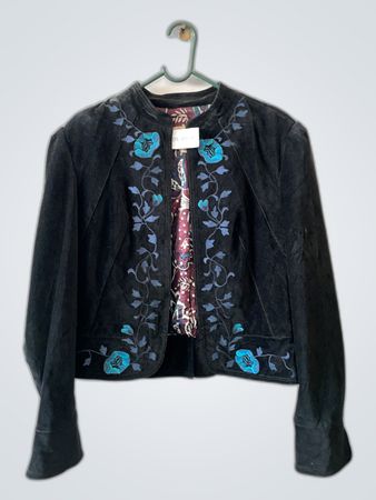 Lucky Brand Embroidered Suede Jacket