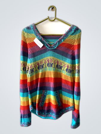 Unbranded Multicolored Striped Knit Hoodie