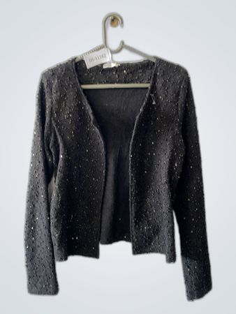 Black Beaded Knit Cardigan