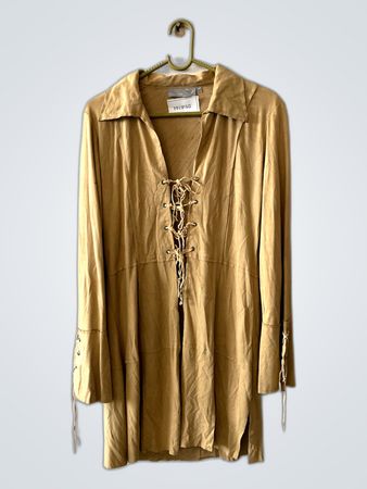 Kappa Lace-up Suede Blouse