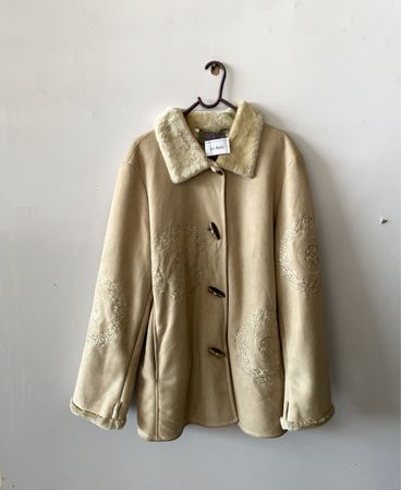 Antigone Beige Fur Trim Coat