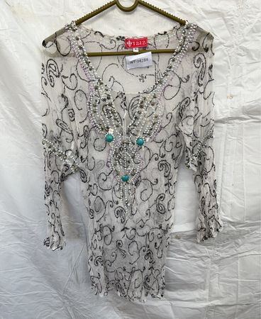 IZAC Printed Beaded Blouse