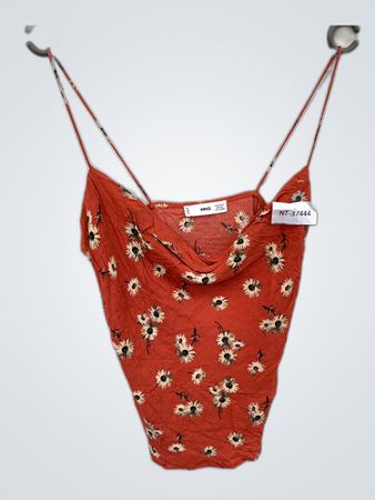 Mango Printed Floral Spaghetti Strap Blouse