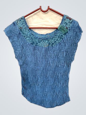 Nicola Blue Lace Trim Blouse