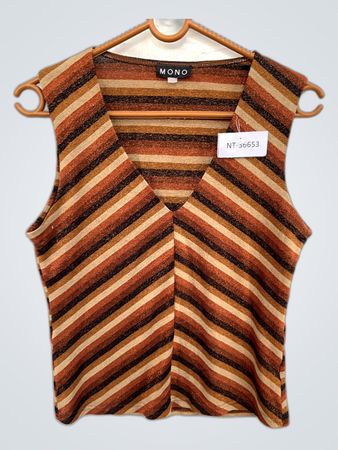 Mono Striped Sleeveless V-Neck Vest