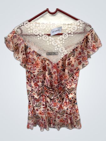 Adam Rue Printed Lace Blouse