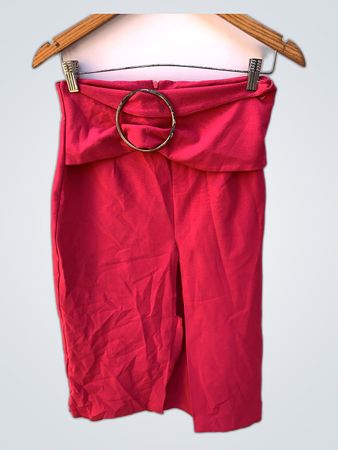 Zara Red Mini Skirt with Gold Hoop Belt