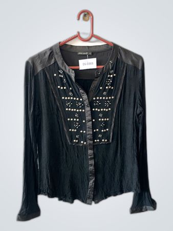 Desigual Black Beaded Long Sleeve Blouse