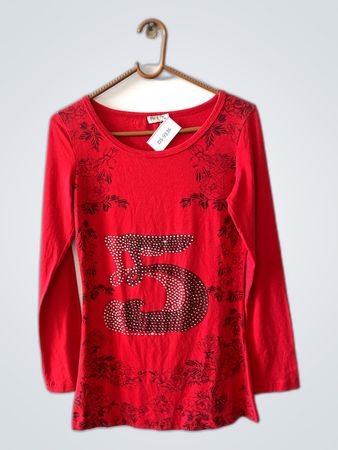 Red Floral Long-Sleeve Top