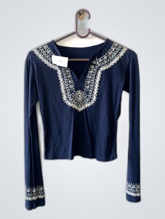 Blue Embroidered Top