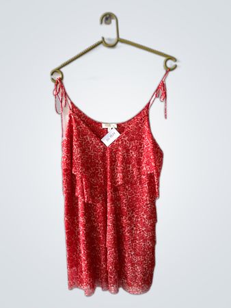 Kookai Red Floral Ruffle Mini Dress