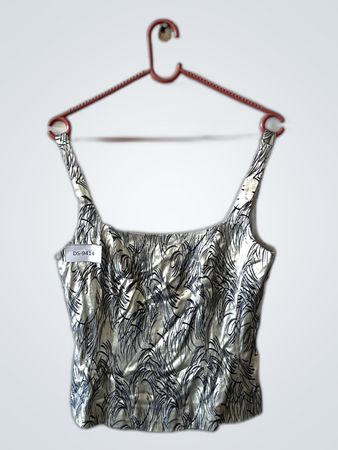 principles Silver and Black Patterned Top