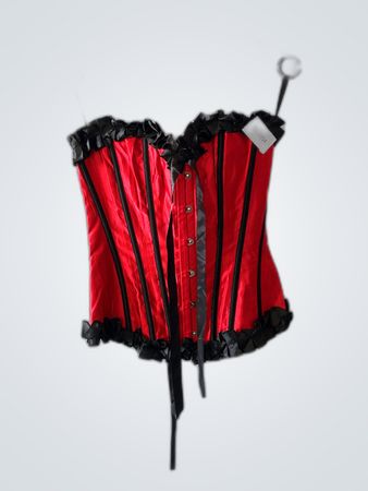 Red Satin Corset with Black Trim